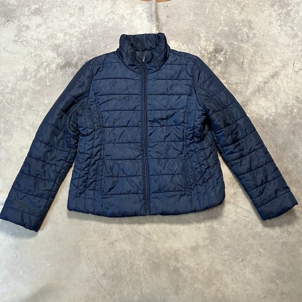 Loft Puffer Jacket Coat Womens Size Medium Blueā Full Zip Lightweight